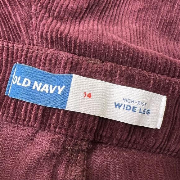 Old Navy Corduroy Pants Womens 14 Royal Velvet High Rise Wide Leg Boho 29.5” - Picture 3 of 11